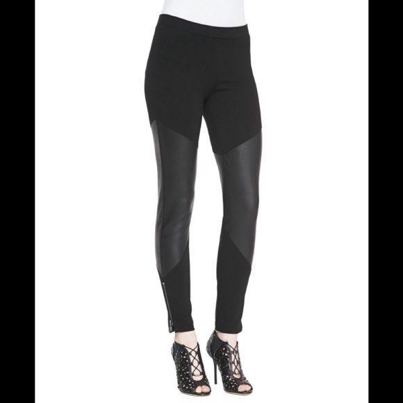 *FLASH SALE* •like new• Haute Hippie Ponte Leather Leggings with Zippers - Picture 2 of 3